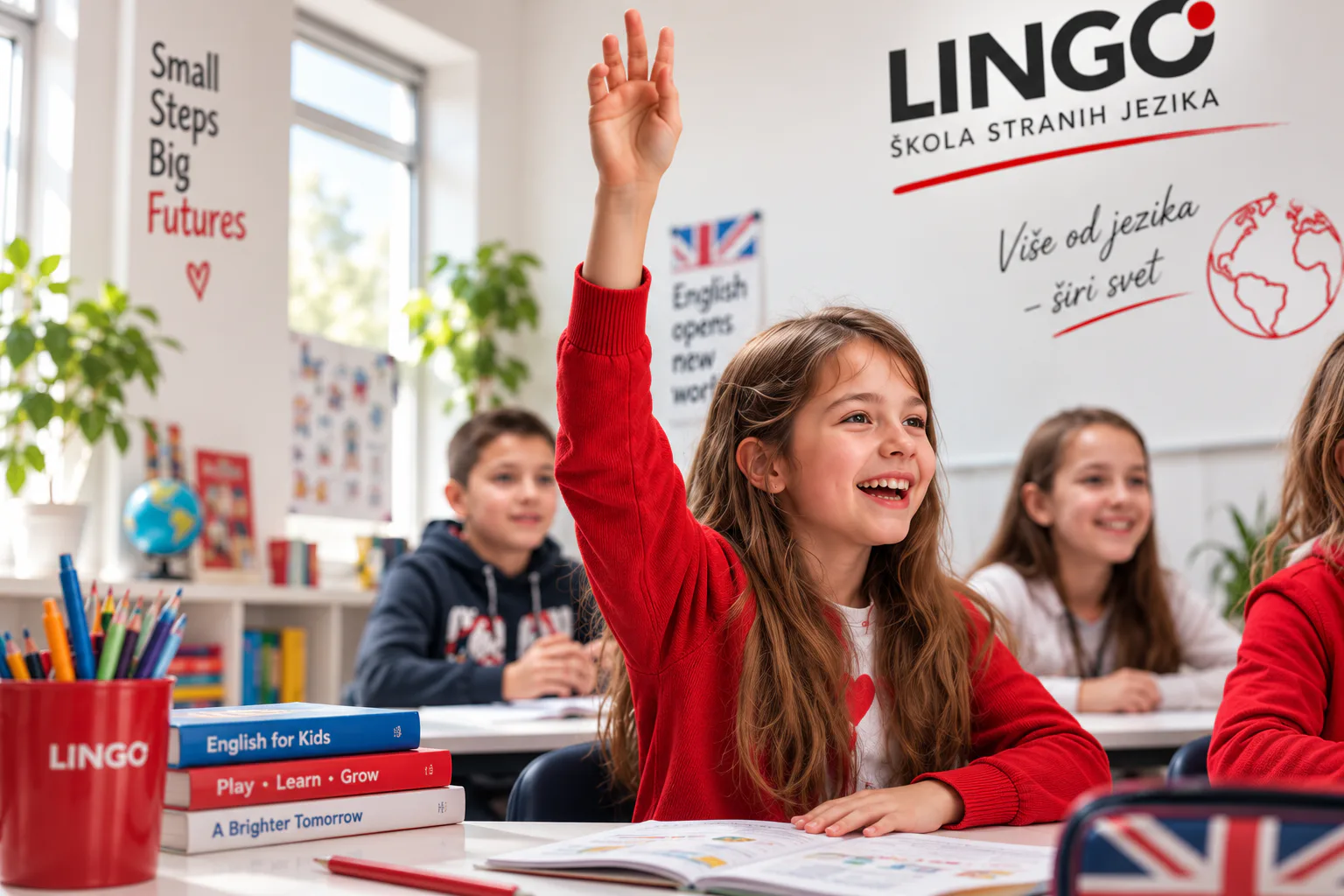 Učenica na času engleskog jezika u LINGO školi u Čačku